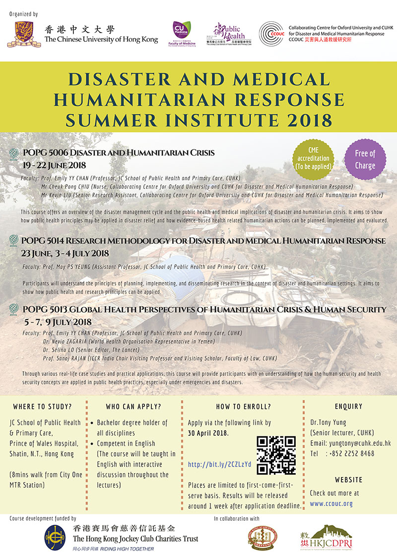 Three FREE Short Summer Courses on Disaster and Medical Humanitarian Topics now open for enrollment!