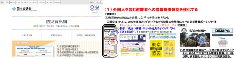 日本國土交通省為奧運設立支援多種語言的資訊網頁